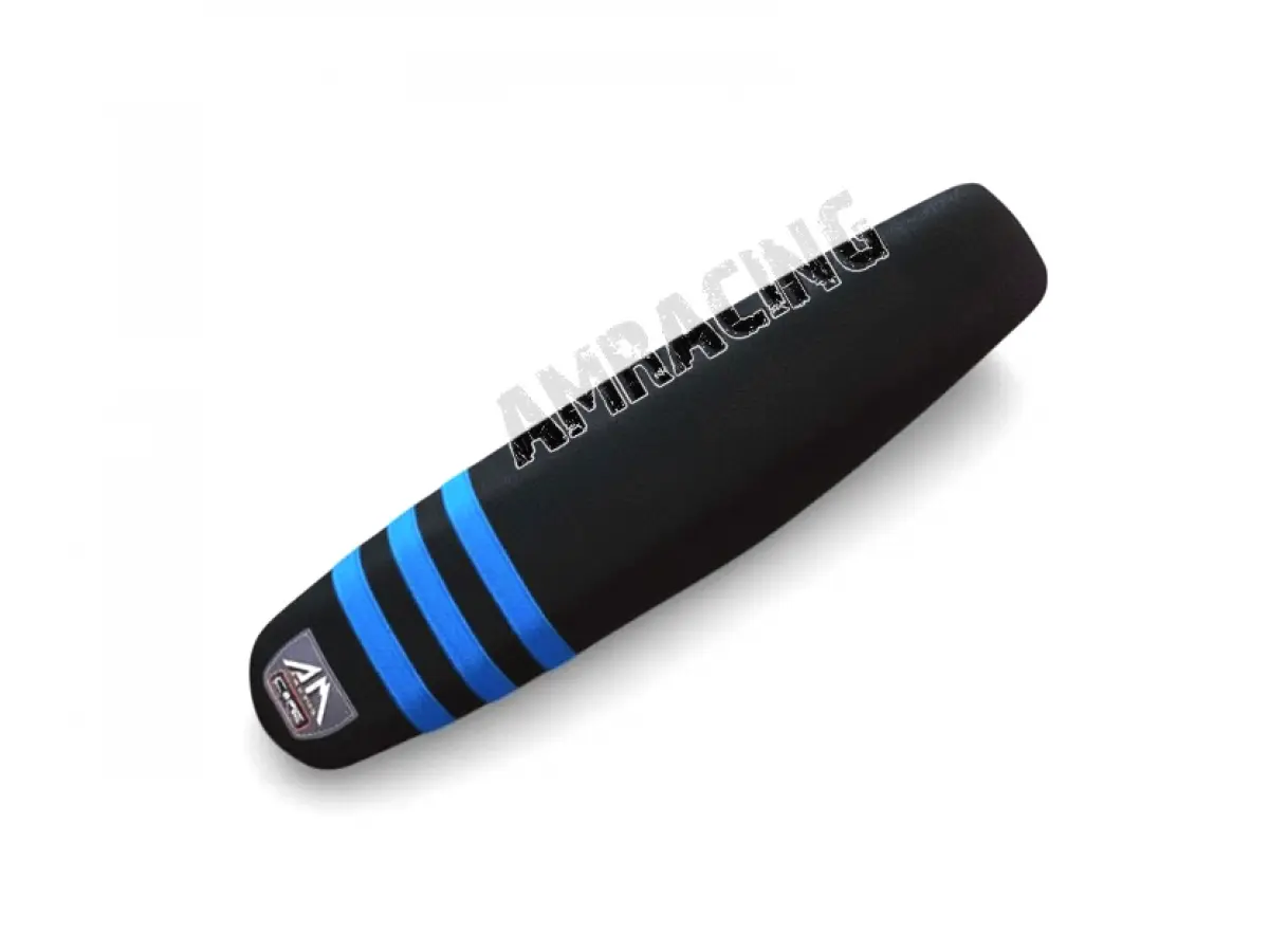 AM RACING NON-SLIP BLACK SADDLE COVER WITH BLUE STRIPES HIGH QUALITY TM 2T/4T FROM 2022 ONWARDS